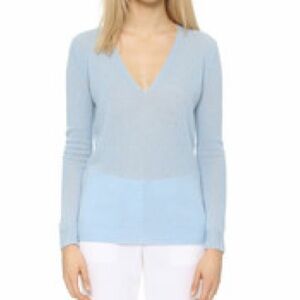 Theory Adrianna Feather Cashmere V Neck Sweater Women’s Baby Blue Medium